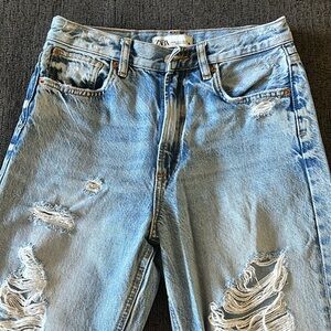 Zara The Pepper Mom Ripped Jeans